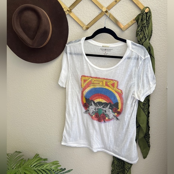 Denim & Supply Ralph Lauren Tops - Ralph Lauren Denim & Supply Vintage Burn Out Sheer Retro Graphic T-Shirt Tee